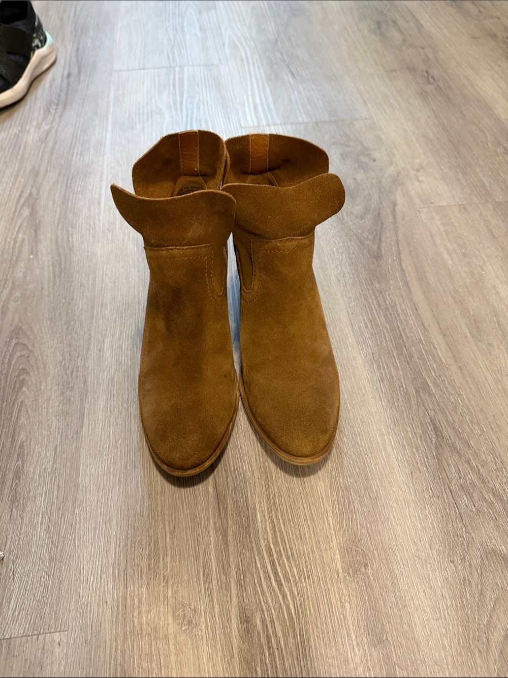 bp Brown Suede Fold-Over Ankle Booties